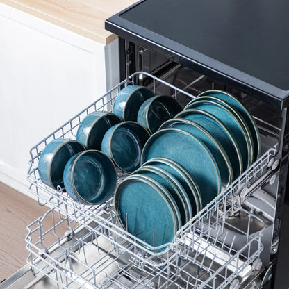 vancasso 18/36 Piece Blue Ceramic Plate Set Reactive Glaze Vertical edge Dinnerware Set With 6/12PCS Dinner Plate/Dessert/Bowl