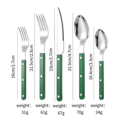 Fashion New Colorful Handle 304 Cutlery Set  Stainless Steel Creativity Gift Flatware Knife Fork Spoon dinnerware set