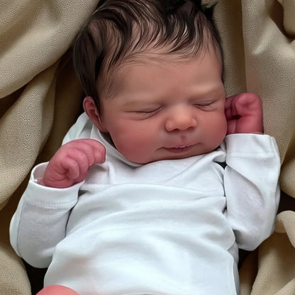 Risbecko Lifelike 43cm Finished Reborn Doll, Like Real Baby Handmade Art Doll, 3D Painted Skin With Visible Veins Vinyl Limbs
