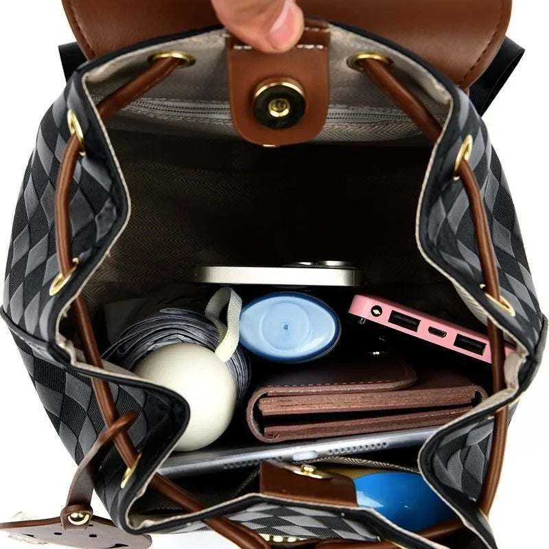 Women Backpack Soft Pu Leather Black Casual Multifunctional College Bag Capacity Shoulder Bag Trave Handle Bag