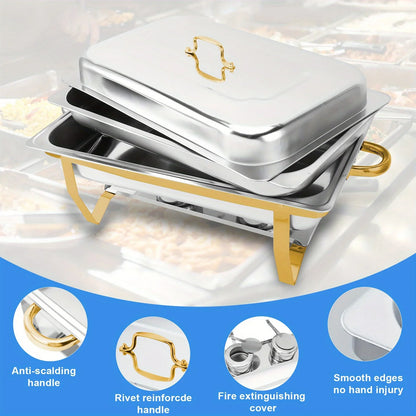 4 Pack 8QT Chafing Dish Buffet Set Stainless Steel Food Warmer Chafer Complete  Chafing Fuel Holder for Party Catering,