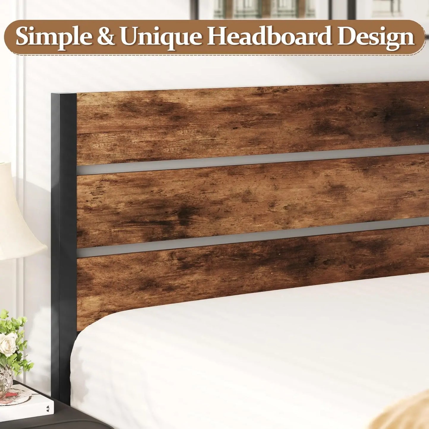 Queen Bed Frame with Headboard and Footboard, Metal Queen Bed Frame with Under-Bed Storage, All-Metal Support, Customized