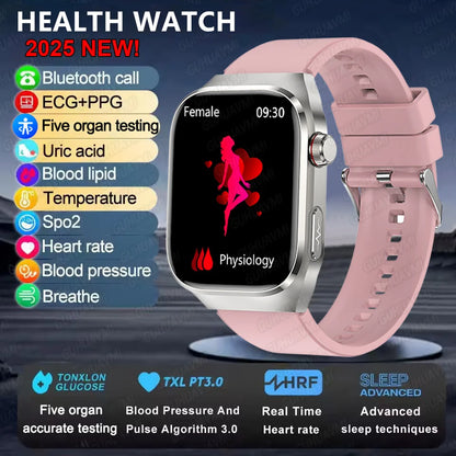 2026 New ECG+PPG Accurate Measure Heart Rate Smart Watch Men Blood Pressure Lipids Uric Acid Bluetooth Call Health Smartwatches