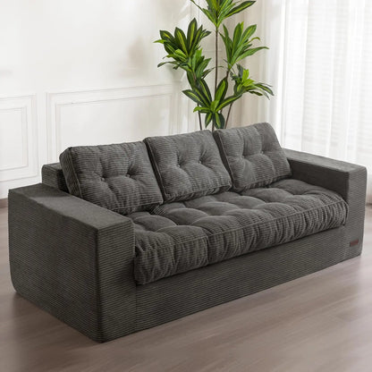 3 Seater Couch for Living Room, Boneless Couch with Tufted Cushion & Backrest, Upholstered Floor Sofa, Sofa in A, Customized