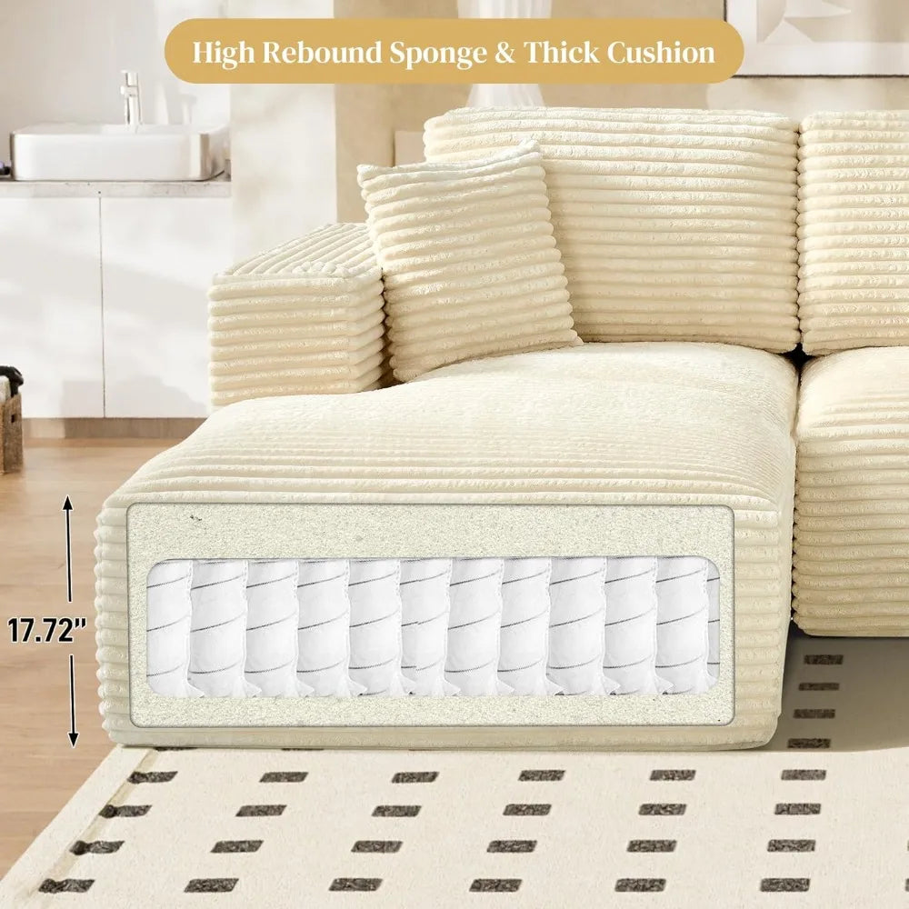 108" Comfy L Shaped Sectional Couches, Modular Sectional Sofa Boneless Cloud Couch for Living Room, Modern Deep Seat Cozy