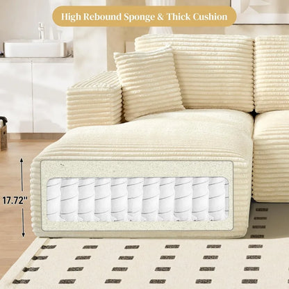 108" Comfy L Shaped Sectional Couches, Modular Sectional Sofa Boneless Cloud Couch for Living Room, Modern Deep Seat Cozy