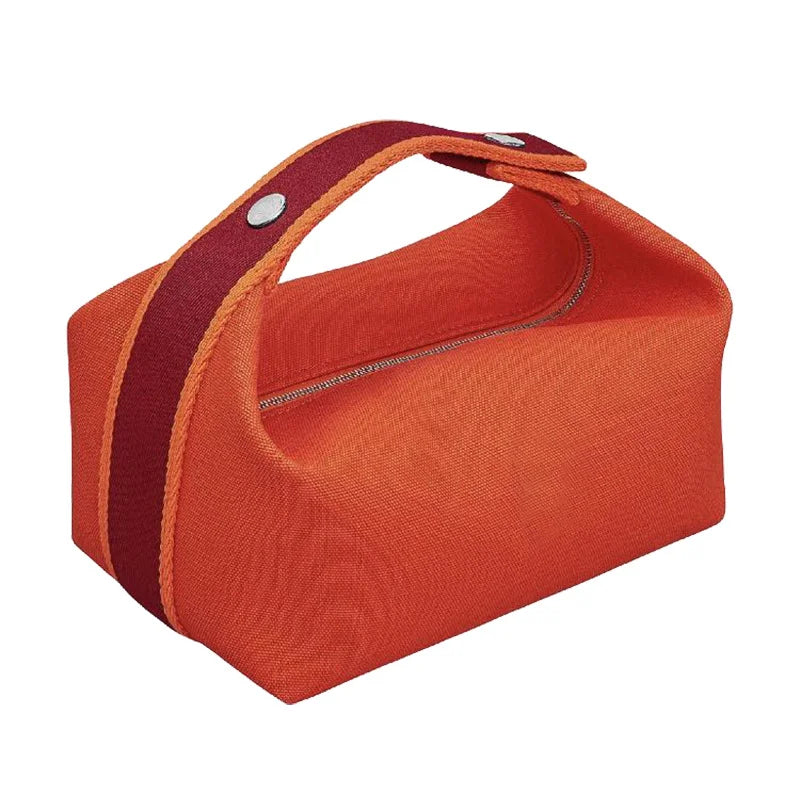 2024 New Large Capacity Canva Makeup Bag Soft Texture Fashionable Women's Shoulder Bag Color Blocking Handbag From China