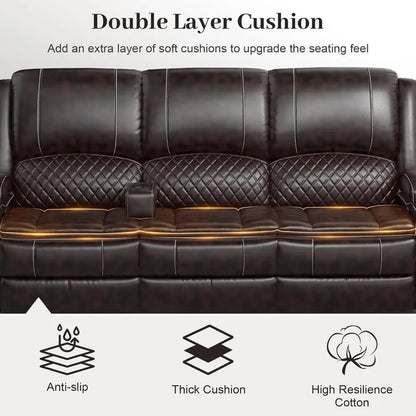 3-Seater Recliner Sofa, Manual Reclining Couch with Multi-Functional Middle Seat, Reclining Sofa for Living Room with Hidden Sto