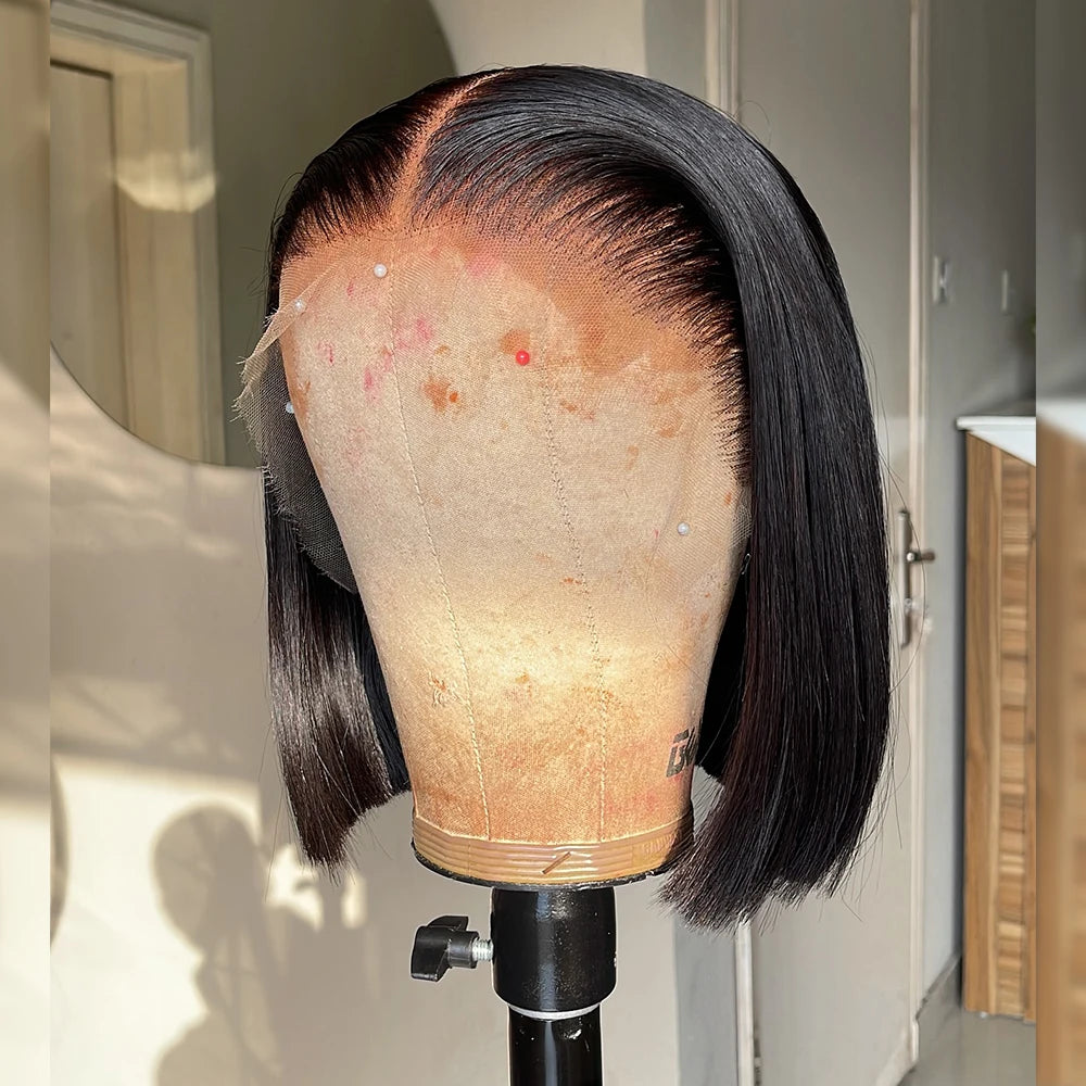 Glueless 13x6 Lace Front Wig 100% Human Hair Wigs 13x4 Transparent Lace bob Wigs Wear And Go Short Straight Bob Wigs For Women