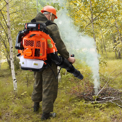 4-Stroke  Backpack Leaf Blower, 80CC 750CFM Engine Gas Leaf Blower,High Strength Gas PoweredSnow Blower Powerful Engine, Orange