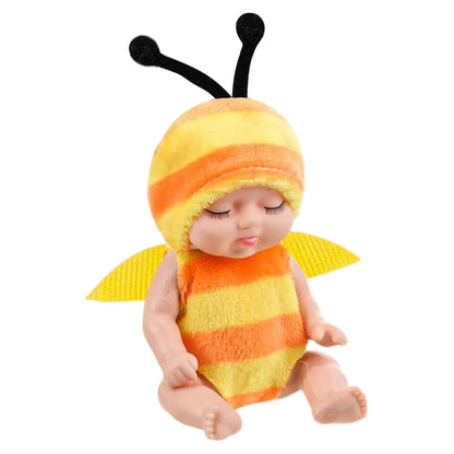 Mini Reborn Doll with Cartoon Animal OP Costumes Cute Cute 4.3inch Sleep Series Reborn Baby Doll Kit Holiday Gift for Children