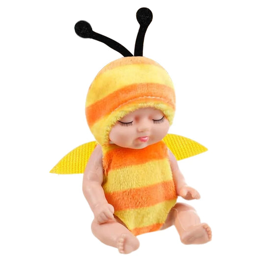Mini Reborn Doll with Cartoon Animal OP Costumes Cute Cute 4.3inch Sleep Series Reborn Baby Doll Kit Holiday Gift for Children