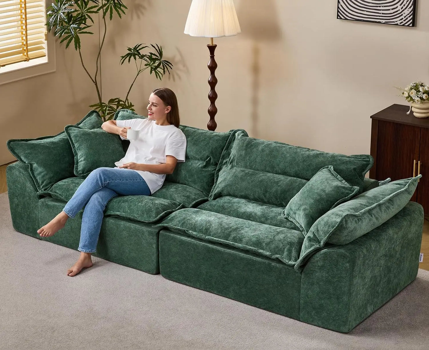 104" Sectional Sofa Couches 3 Seater Modular Sofa, Boneless Couch, Cloud Couch with Removable Cushion, Modular, Customized