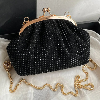 Women Evening Clutch Bag Fashion Rhinestones Evening Bags Stylish Crossbody Bag Sparkly Top Handle Purse Wedding Party Bag