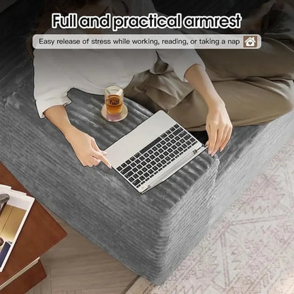 107.5" Boneless Corduroy Living Room Sofa – L-Shaped Cloud Sectional with Chaise, Modular Deep Seat & No Assembly