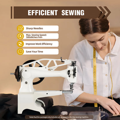 Heavy Duty Sewing Machine Cast Iron Manual Electric Compatible 500SPM for Leather Shoes Bags Canvas Repair SM-2972