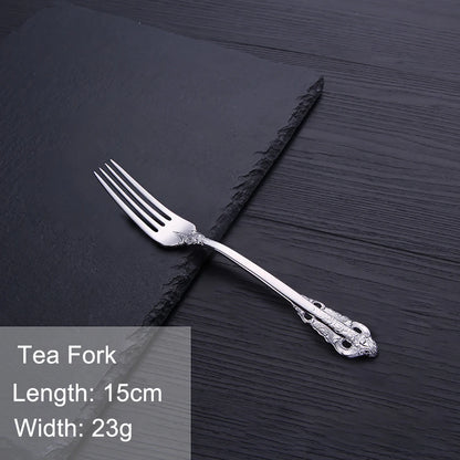 Vintage Western Stainless Steel Cutlery Set Luxury Tableware Wedding Engraving Dinnerware Knife Fork Spoon Sliverware 1 Pcs