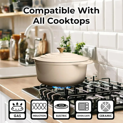 6 Quart Enameled Cast Iron Dutch Oven Pot with Lid Premium Durability Oven Safe up to 500F Heavy Duty Cookware Perfect for Brea