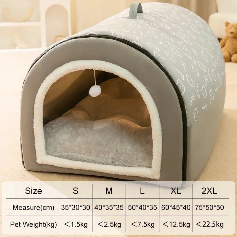 Warm Dog House Detachable Pet Sleeping Bed for Small Medium Dogs Cats Soft Non-slip Dog Kennel Puppy Kitten Nest Pet Supplies