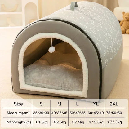 Warm Dog House Detachable Pet Sleeping Bed for Small Medium Dogs Cats Soft Non-slip Dog Kennel Puppy Kitten Nest Pet Supplies