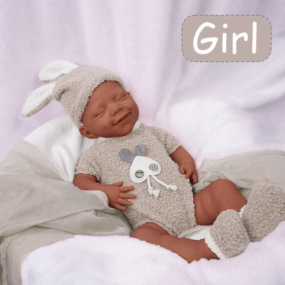17.7 inches/2.7kg all silicone cute baby girl reincarnation doll natural sweet smile+closed eye design is the best gift