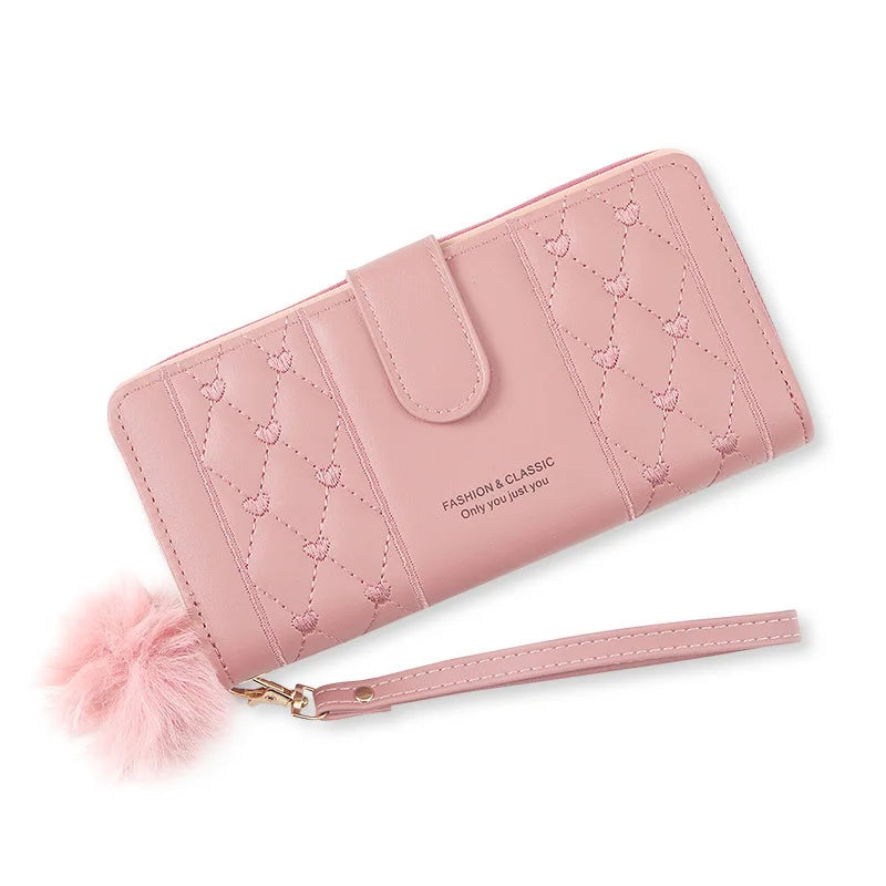 Women Long Wallet Pu Leather Card Holder Large Capacity Hasp Zipper Coin Purse Multi Card Organizer Cell Phone Wristlet Handbag