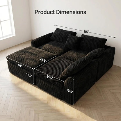 Boneless L-Shaped Modular Couch - 108 Inch Cloud Corduroy Sectional Sofa,Deep Seating Comfort, No Assembly, Ideal, Customized
