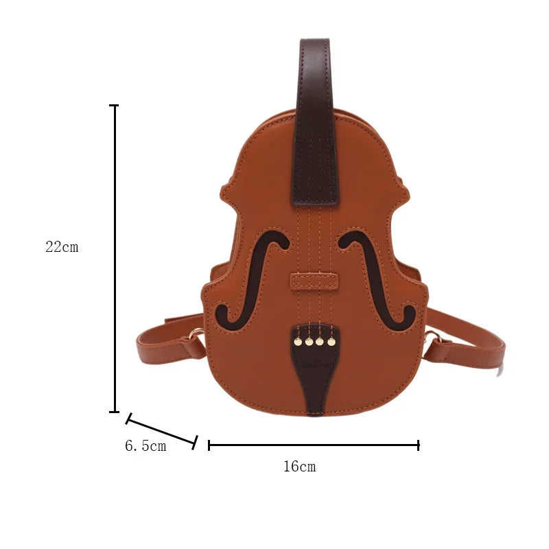 Creative Violin Female Crossbody Bag PU Leather Small Backpacks for Women Luxury Design Thread Ladies Fashion Shoulder Bag