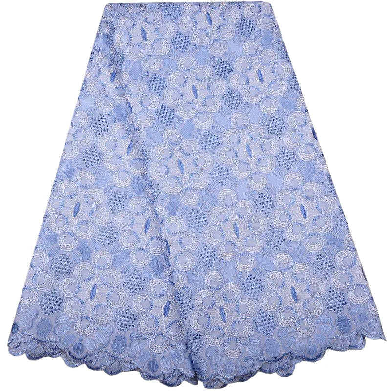 2025 Nigerian Embroidered Cotton Lace Fabric High Quality 5 Yards African Lace Fabric Swiss Voile Lace Wedding Dress for Women