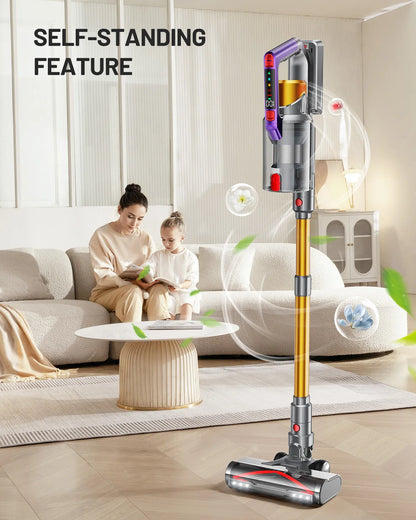 Kissof S17 Pro 550W/55KPA Cordless Vacuum Cleaner, 60Mins  Self-Standing Vacuum Cleaners for Home, Anti-Tangle Stick Vacuum