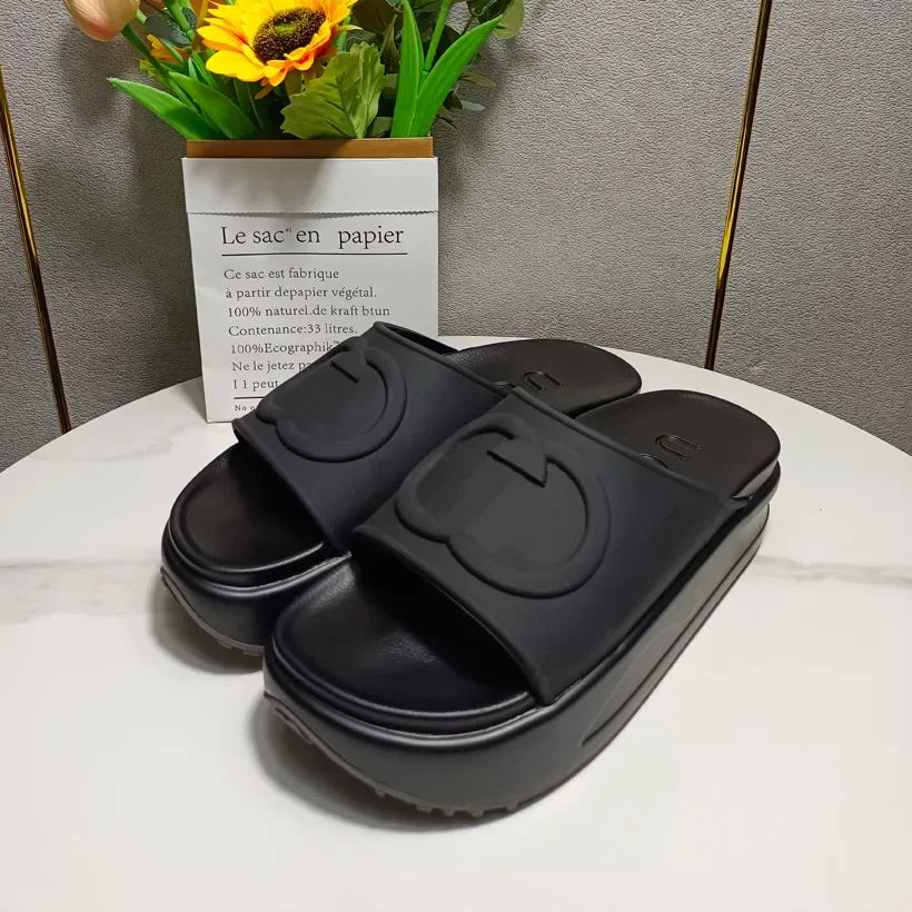 Designer Sandal Women Men Rubber Leather Slide Sandal Dress Shoe Wedges Sandal Beach Slippers Luxury Summer Platform