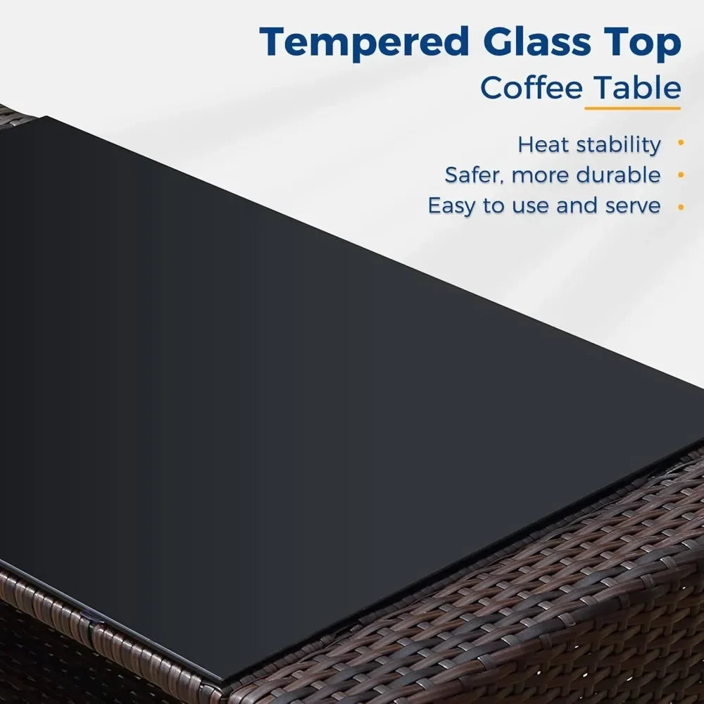 4 Piece Outdoor Patio Furniture Sets, Wicker Conversation Set for Porch Deck, Rattan Sofa Chair with Cushion,outdoor furniture