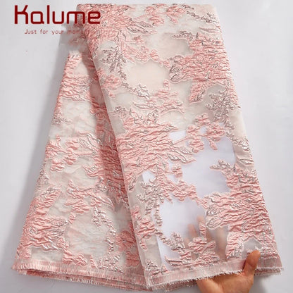 Latest Nigerian Laces Fabric 2025 Luxury 5 Yards African Jacquard Brocade Lace Fabric for Sewing Family Prom Dresses F4012