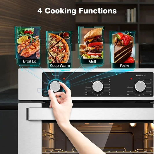 24" Single Wall Oven,  ThermoMate 2.79 Cu. Ft. Built-in Electric Oven with 5 Cooking Functions,Electric Wall Ovens