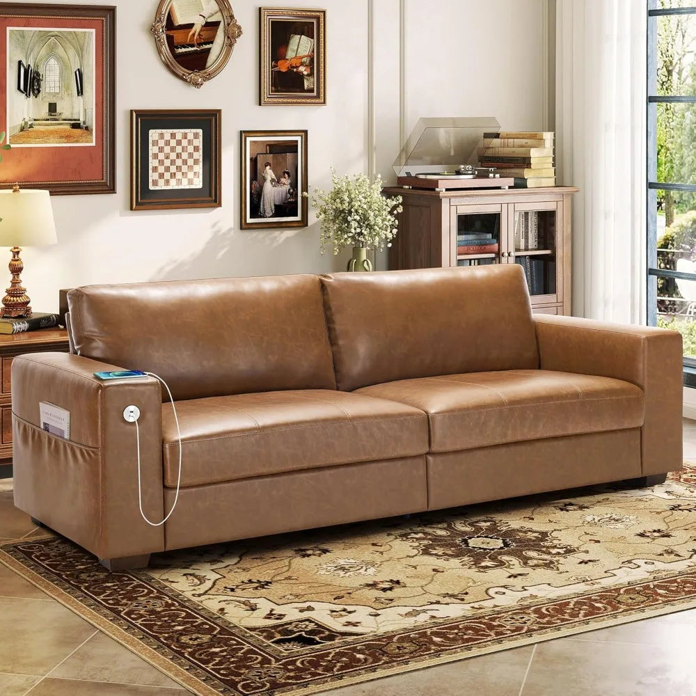 89" Sofa for Living Room, Modern Comfy Sofa with Medium Firm Seat Cushion, Removable Cover,Wide Armrest,USB/Type-C Port
