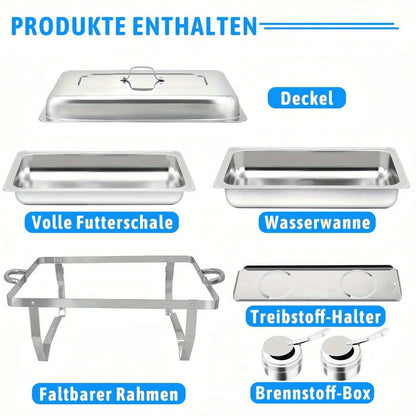 4 Pack 8QT Chafing Dish Buffet Set Stainless Steel Food Warmer Chafer Complete  Chafing Fuel Holder for Party Catering,