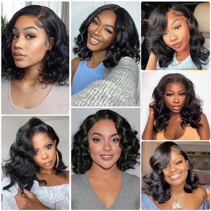 Glueless Body Wave Bob Wigs 13x6 Transparent HD Lace Frontal Wig 100% Human Hair Wigs Natural Wave Short Bob Wigs of Women