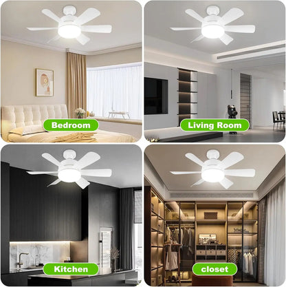 Socket LED Ceiling Fan Light E26 with Remote, Dimmable, 3 Colors, Speed Change, Suitable for Living Room, Study, Household Use