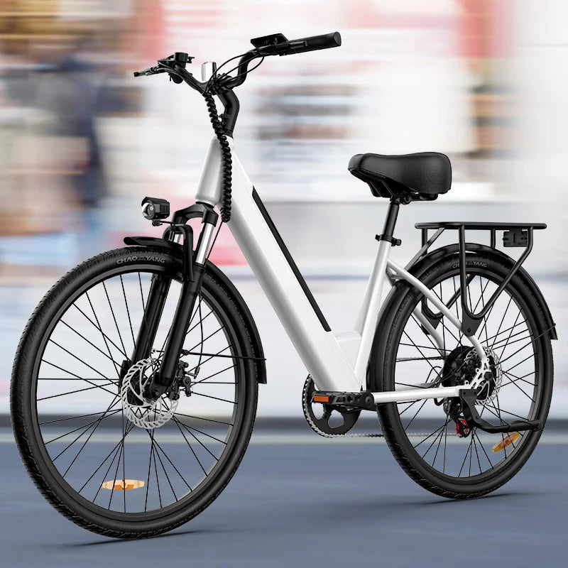750W E-Bike Commuter 26x2" Tires 48V 10.4Ah Removable LCD Display 20MPH Speed 7-Speeds Hydraulic Disc Brakes for Adults