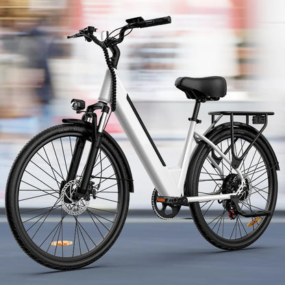 750W E-Bike Commuter 26x2" Tires 48V 10.4Ah Removable LCD Display 20MPH Speed 7-Speeds Hydraulic Disc Brakes for Adults