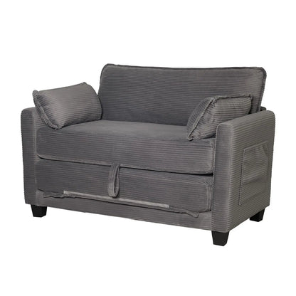 Convertible Sofa Bed, 2-in-1 Corduroy Sleeper Couch, 2-Seater Pull-Out Couch Bed with Side Storage Pocket, Solid, Customized