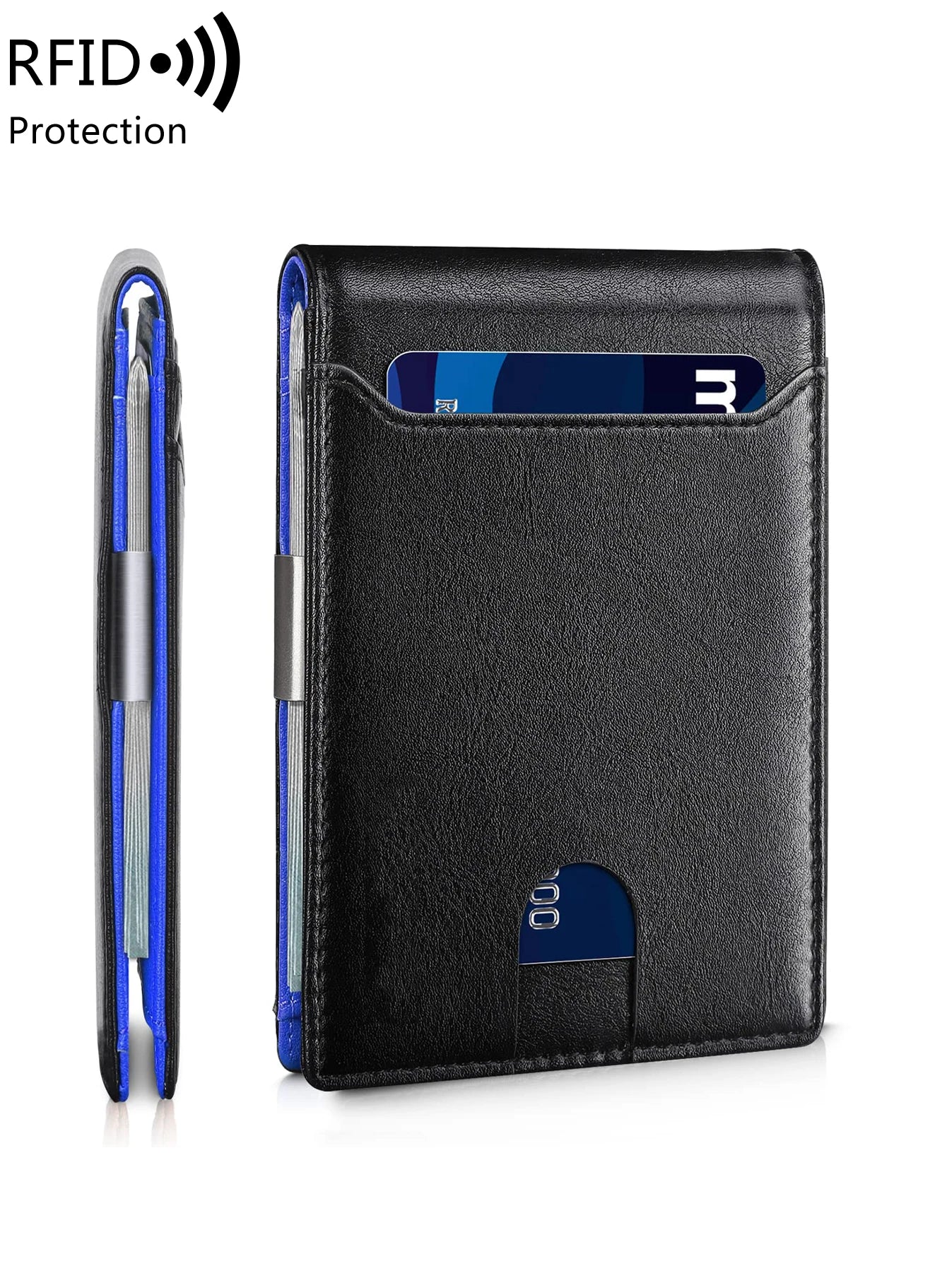 Minimalist men's wallet multifunctional RFID blocking front pocket portable card holder solid color large capacity 11 cardwallet