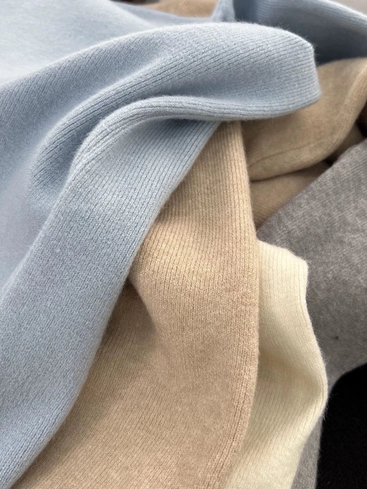 Solid Sweater Women Half Turtleneck Knitted Pullovers Harajuku Korean 2025 Soft Warm Knitwear Autumn Winter Fashion Slim Jumpers