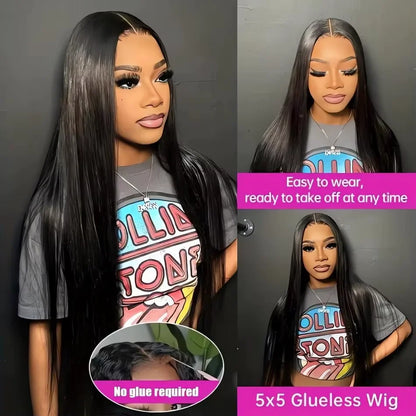 Straight Human Hair Wig 100%Human Hair Quality 13X6 Hd Transparent Lace Front Wig For Black Women 5X5 Glueless Brazilian 40 Inch