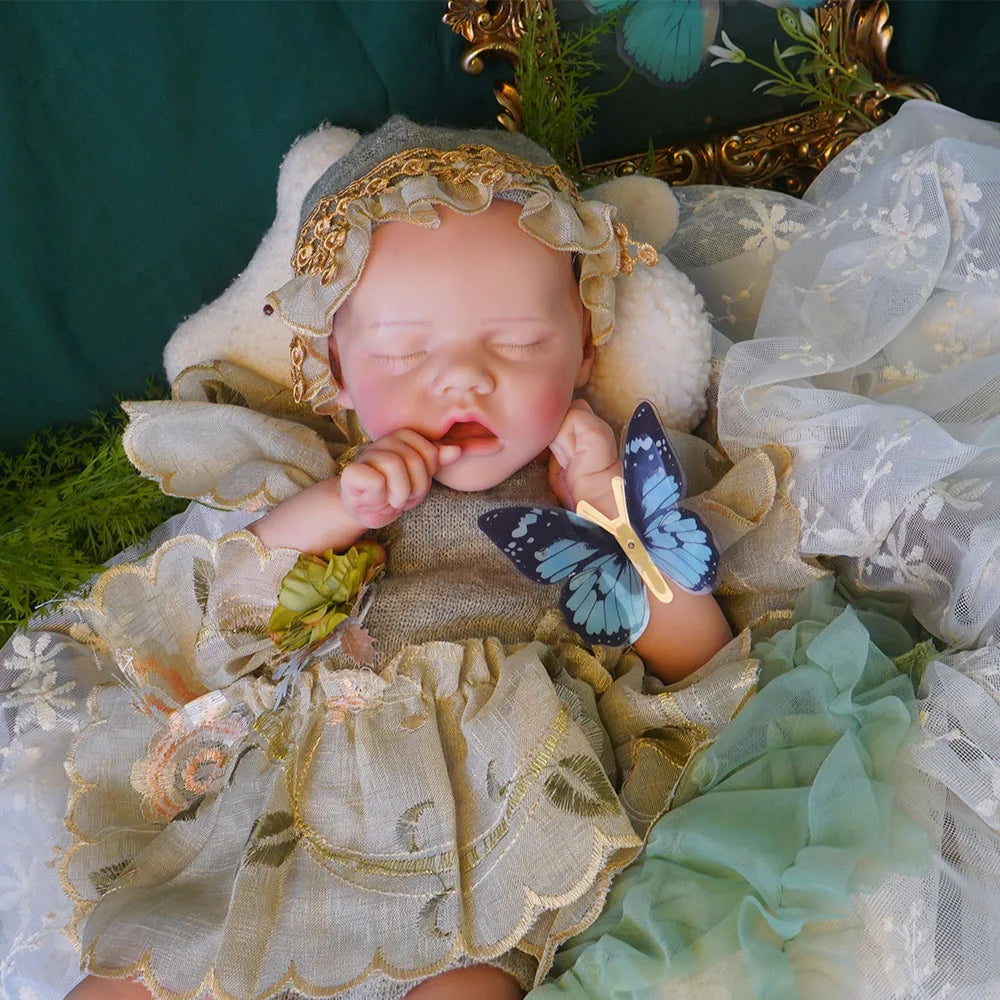 17.52Inch Open Mouth Silicone Girl Reborn Full Solid Silicone Reborn Dolls Painted Baby Doll Toy For Kids Reborn Corpo De Silico