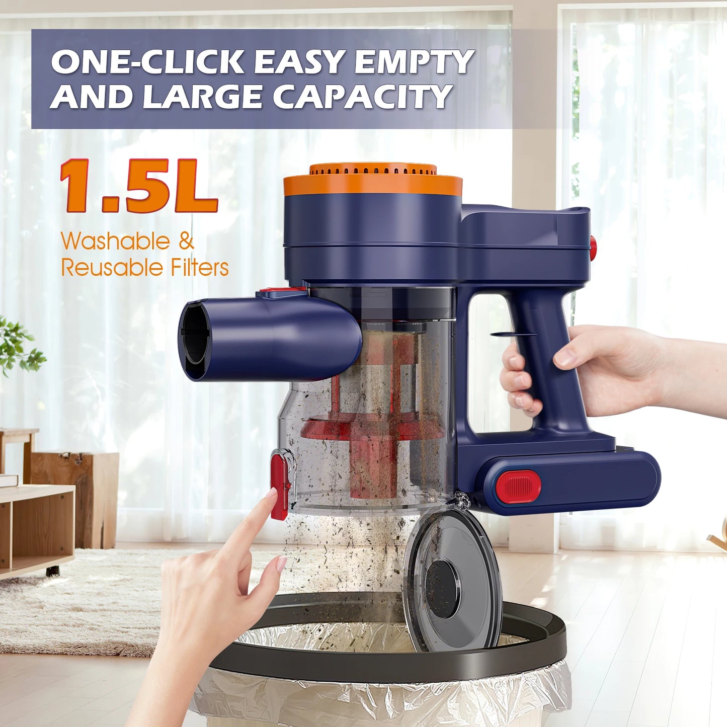New LED Cordless Upright Vacuum Cleaner, 35Kpa Ultra Lightweight Stick Vacuum for Carpet, Hard Floor, Car, Pet Hair