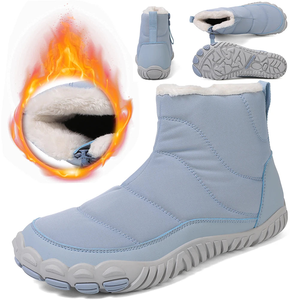 Winter Snow Boots Lightweight Barefoot Shoes Waterproof Casual Ankle Boots Zip Closure Trail Running Shoes for Hiking Climbing
