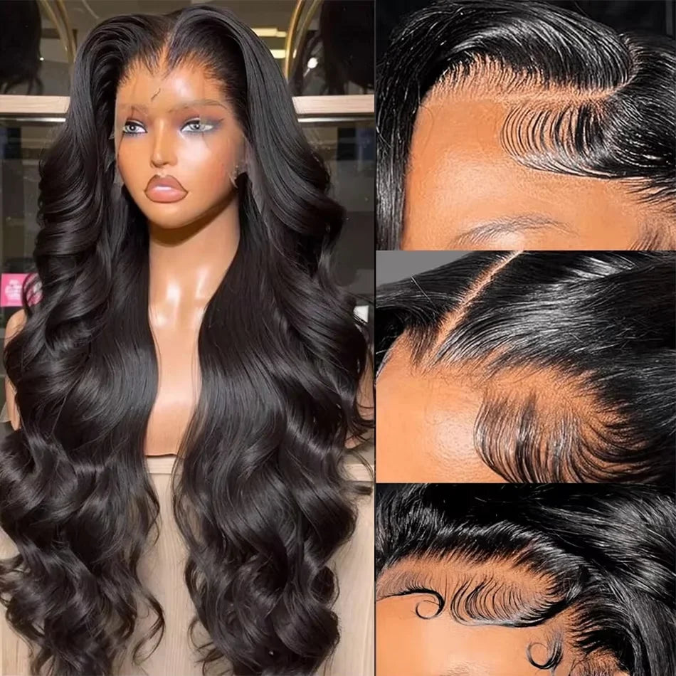200 Density Body Wave Black Wigs Human Hair 30 Inch 13x6 Hd Lace Frontal Raw Human Hair Wig Brazilian 13x4 Lace Front Human Hair