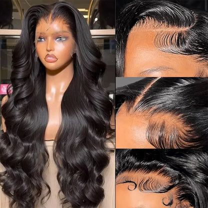 200 Density Body Wave Black Wigs Human Hair 30 Inch 13x6 Hd Lace Frontal Raw Human Hair Wig Brazilian 13x4 Lace Front Human Hair