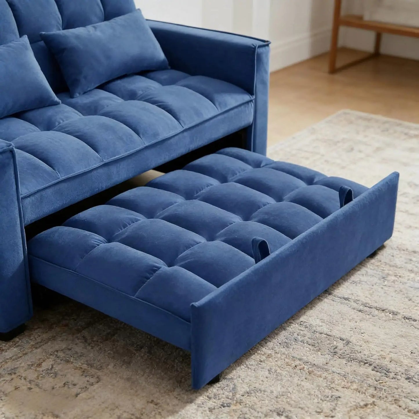 3 in 1 Convertible Sleeper Sofa Bed, Futon Couches for Living Room with Side Pocket | Adjustable Backrest| Velvet, Customized